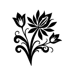 Elegant Floral Silhouette Design in Black and White