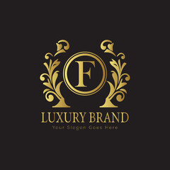 Luxury Laurel Wreath Letter Logo Design with Hexagon Frame for Sophisticated Branding