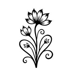 Floral Black and White Illustration: Vector Design, Decorative Flower
