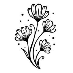Elegant Floral Line Art: Black & White Flower Illustration