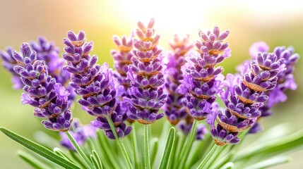 Obraz premium Close-up of vibrant purple lavender blossoms in a bouquet