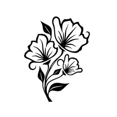 Elegant Black Floral Silhouette on White Background
