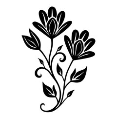 Elegant Black Floral Vector Design on White Background