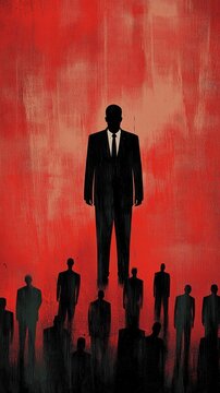Powerful businessman rising from crowd	