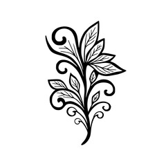 Obraz premium Elegant Floral Silhouette: Black and White Botanical Illustration