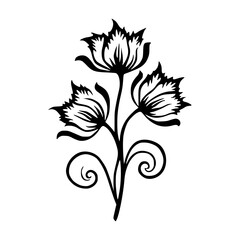 Black & White Floral Vector: Elegant Bouquet, Decorative Design