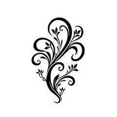 Elegant Black Floral Swirls on White Background