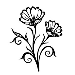 Elegant Black and White Floral Vector Illustration