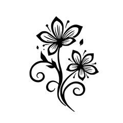 Elegant Black and White Floral Illustration on White Background