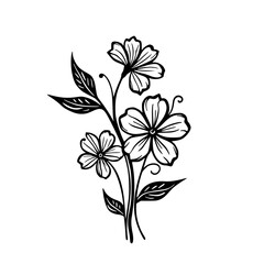 Elegant Line Art Floral Bouquet on White Background