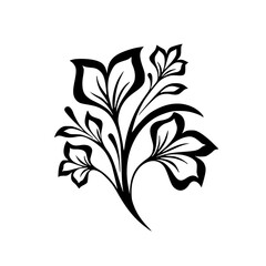 Elegant Floral Silhouette: Black and White Minimalist Design