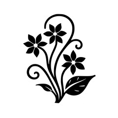 Elegant Black Floral Design Element on White Background
