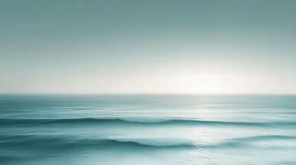 Fototapeta premium Ocean Serenity: A minimalist seascape of soft blue waves, with the gentle caress of the horizon, evokes a sense of calm and tranquility.