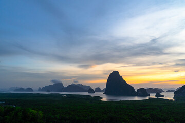 Beautiful sunrise at Samet Nangshe in Thailand