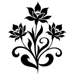 Elegant Black Floral Design Element on White Background