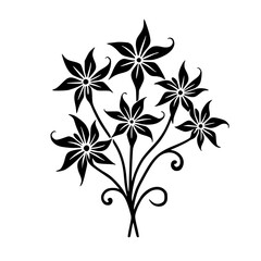 Black and White Floral Illustration: Elegant Bouquet, Minimalist Design