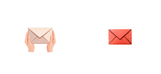 Two envelopes in hands, correspondence concept, black background, cut out transparent