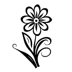 Minimalist Black Flower Silhouette, Elegant Vector Illustration