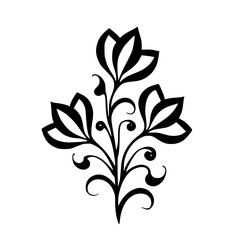 Obraz premium Elegant Black Floral Design on White Background