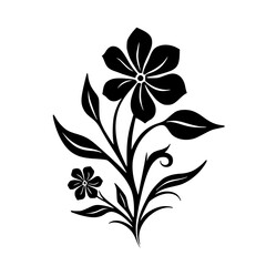 Elegant Black Floral Vector: Decorative Flower Design on White Background