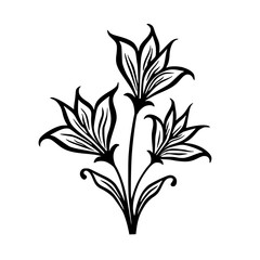 Elegant Black and White Floral Design, Vector Illustration