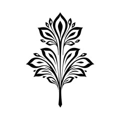 Elegant Black Floral Ornament on White Background