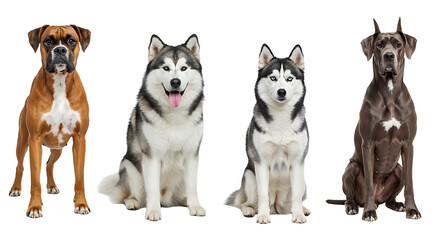 Different Dog Breeds Sitting Posing Side by Side