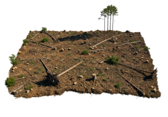 Isolated Deforested Land with Remaining Tree Stumps