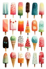 Variety of colorful ice creams	