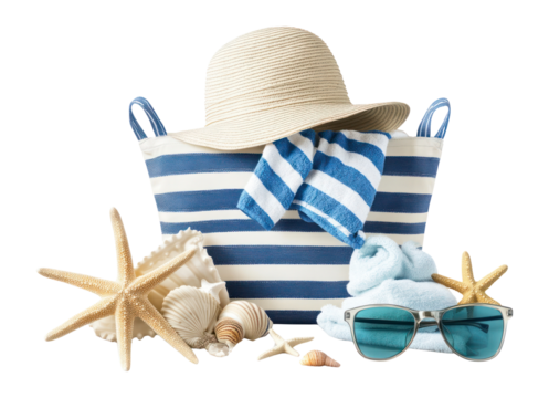 PNG Beach bag hat accessories sunglasses.
