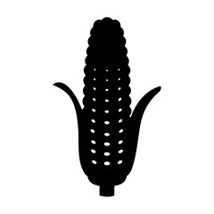Silhouette of an Ear of Corn a Simple Black and White Vector Graphic