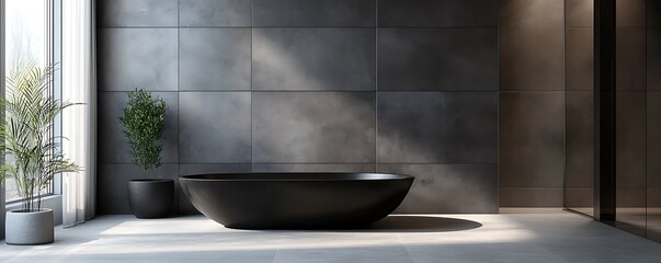 Black rose bud set against an architectural background, embodying dark elegance in modern design for dramatic interior accents or avant-garde fashion.