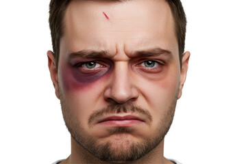 Isolated Man with Black Eye and Facial Injury