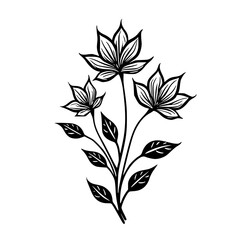 Black and White Floral Illustration: Decorative Botanical Art