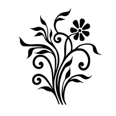 Elegant Floral Design: Black and White Decorative Element