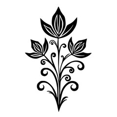 Elegant Black Floral Vector Design, Decorative Line Art