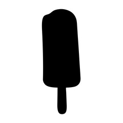 A Simple Silhouette of a Delicious Popsicle on a White Background