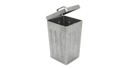 Isolated Open Metal Trash Can