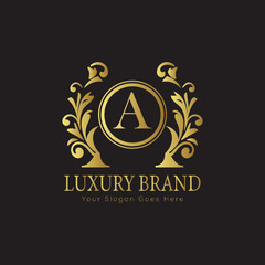 Luxury Laurel Wreath Letter Logo Design with Hexagon Frame for Sophisticated Branding