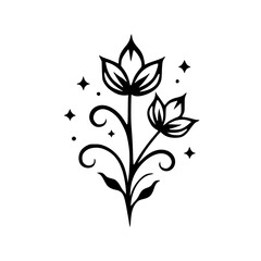 Elegant Floral Silhouette with Sparkling Accents