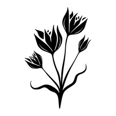 Elegant Black Floral Silhouette on White Background