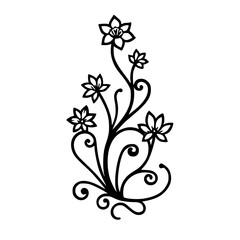 Elegant Floral Vine Silhouette on White Background