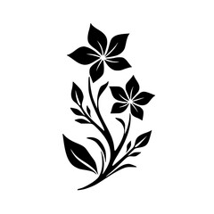 Elegant Black Floral Silhouette on White: Botanical Vector Art