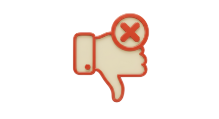 Isolated Thumbs Down with X Symbol