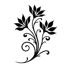 Obraz premium Elegant Black Floral Silhouette on White Background