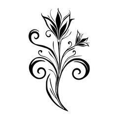 Elegant Black Floral Design on White: Vector Illustration