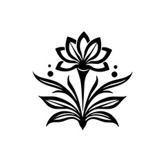 Minimalist Lotus Flower Emblem in Black and White, Vector Illustration