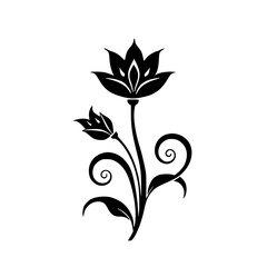 Elegant Black Floral Silhouette on White Background