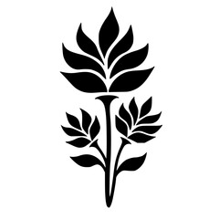 Minimalist Floral Motif in Black and White, Vector Illustration
