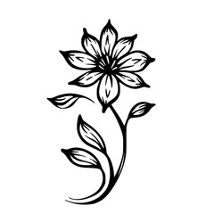 Hand-Drawn Floral Illustration - Minimalist Black and White Art